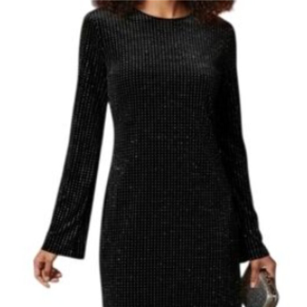 Catherine Malandrino Black/Silver Long Sleeve Mini Dress